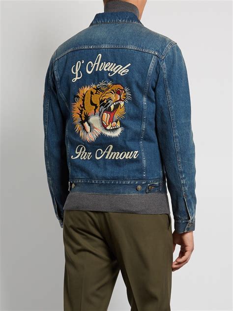 tiger jacket gucci|gucci tiger denim jacket.